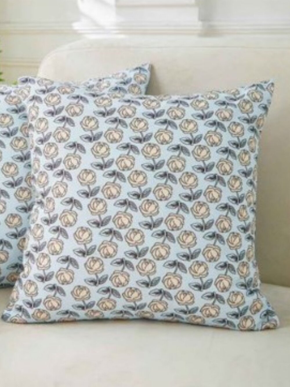 Throw Pillow Covers 20" x 20" Light Blue Vintage Floral Brand New